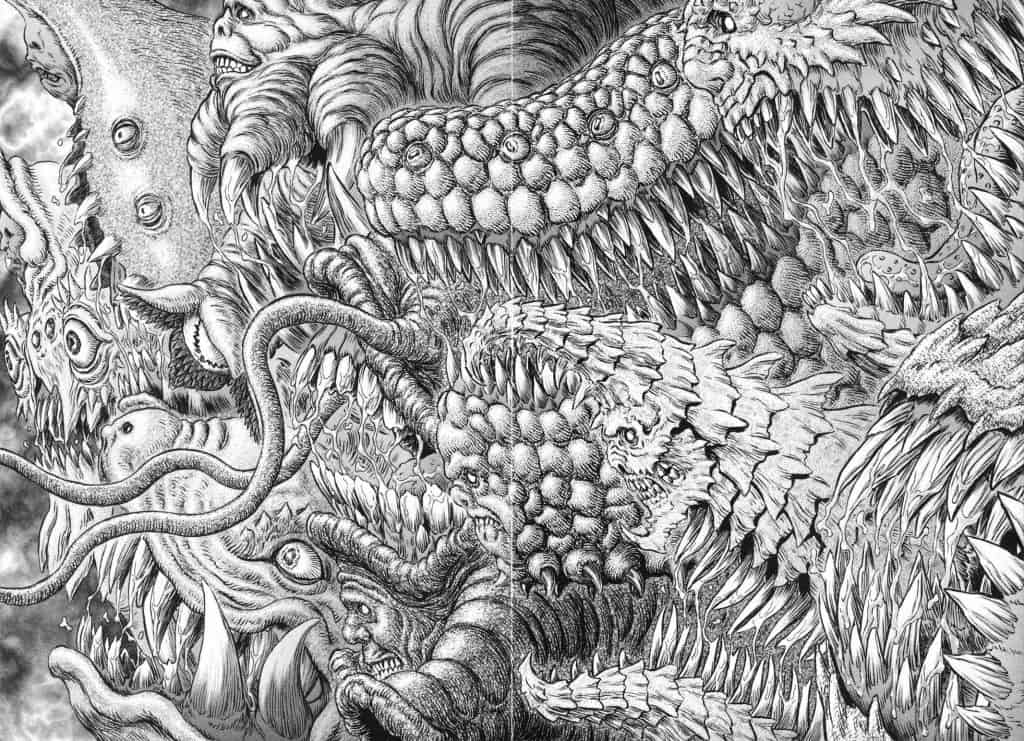 Criaturas em 'Berserk' foram inspiradas em 'Alien', de Ridley Scott. Imagem: Hakusensha/Reprodução