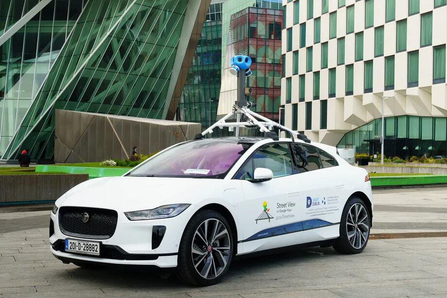 Google agora tem um Jaguar elétrico para captar imagens do Street View. Imagem: Google/Divulgação