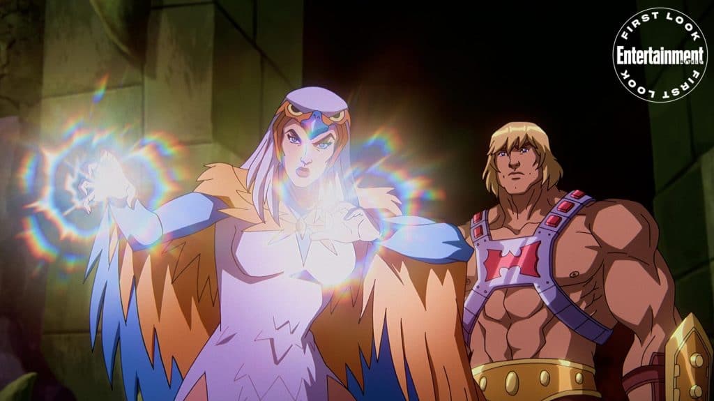 Susas Eisenberg será a Feiticera e Chris Wood como He-Man. Imagem: Netflix/Divulgação