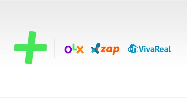 Imagem mostra os logotipos das empresas que fazem parte da OLX Brasil: OLX, Zao Imóveis e Viva Real.