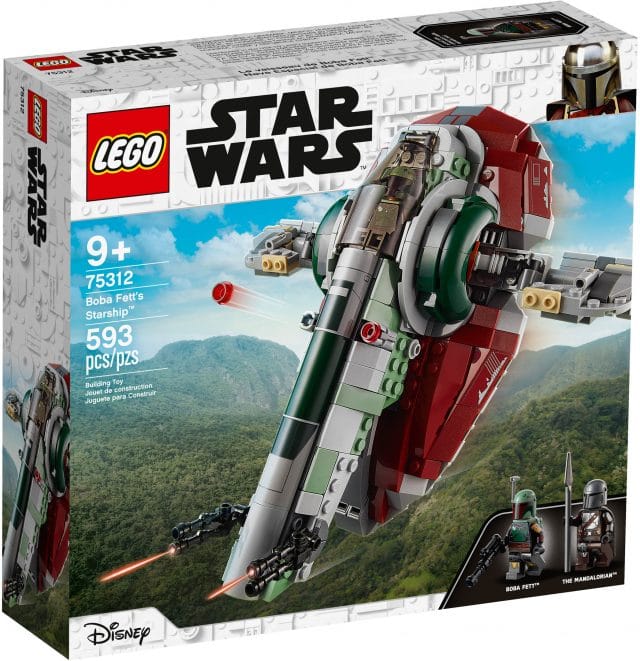 Foto da caixa do recém-lançado conjunto Lego intitulado Boba Fett's Starship