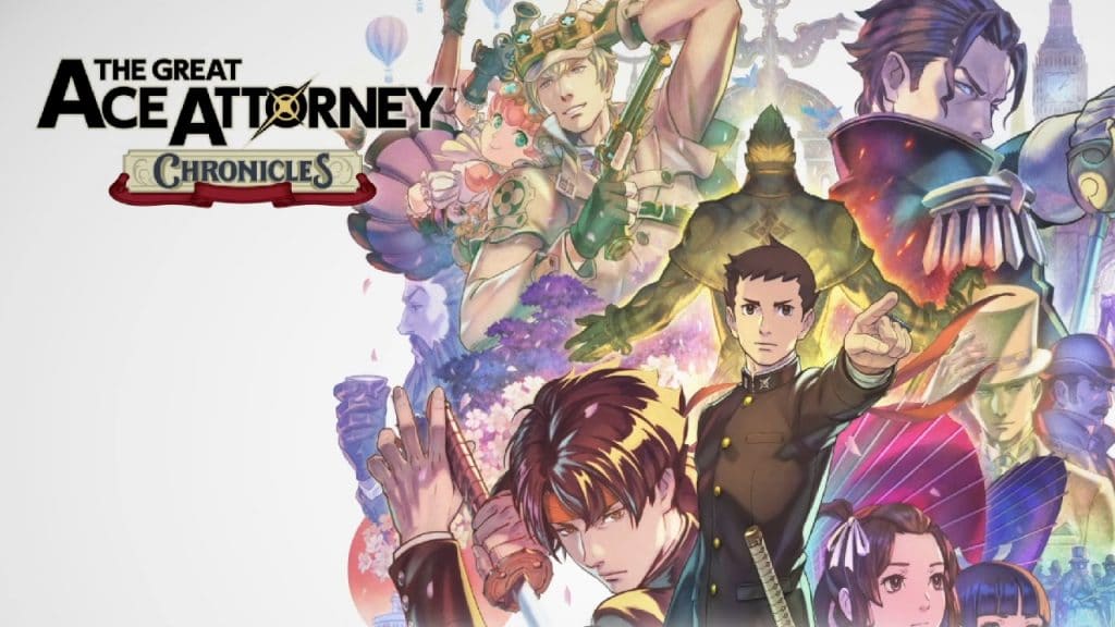 Imagem promocional com os personagens de Great Ace Attorney Chronicles