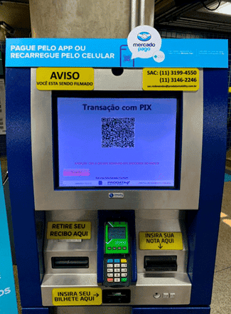 Terminal de autoatendimento para recargas via PIX do Bilhete Único