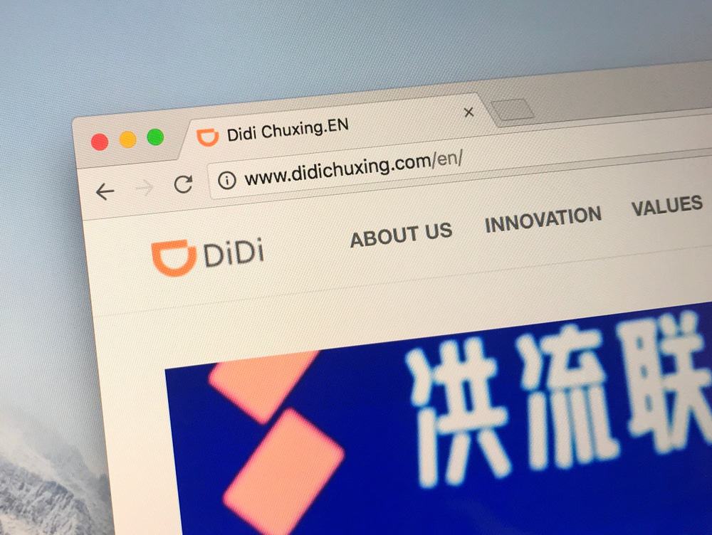 Site da empresa de transporte urbano Didi Chuxing