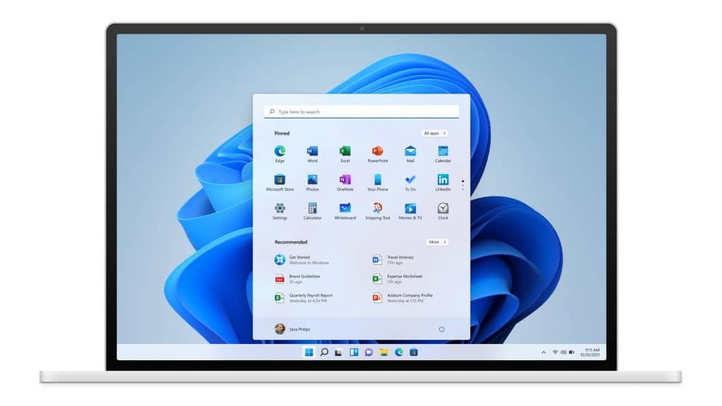 Ilustração do Windows 11 aberto em notebook