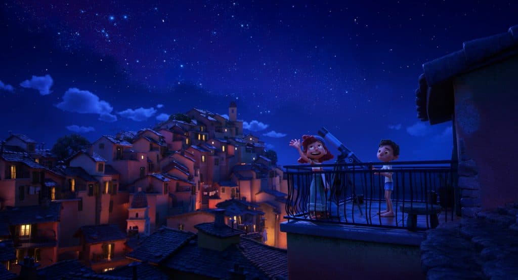 Giulia abre a mente de Luca para um universo de possibilidades. Imagem: Disney/Piixar/Divulgação