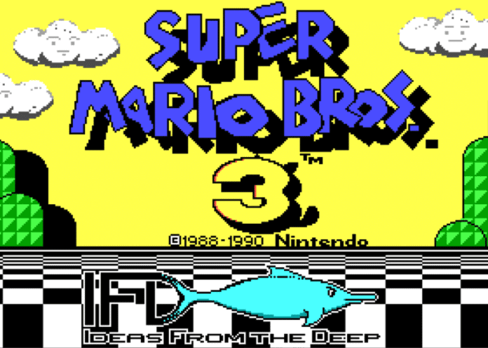 Tela inicial da demo de Super Mario Bros. 3 para PC.