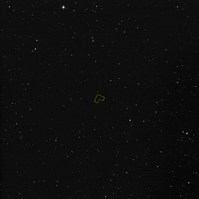 No centro da imagem, a área do céu fotografada pelo Hubble. A Lua cheia ocuparia um quarto de toda essa imagem