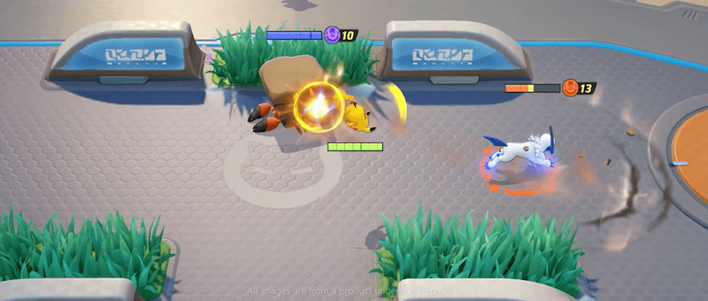 Tela de gameplay do jogo mostra os pokémon se enfrentando.