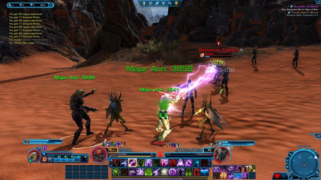 Tela mostra gameplay de Star Wars: The Old Republic.