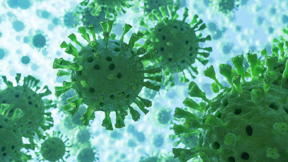 Imagem possui a ilustração de diversos coronavirus