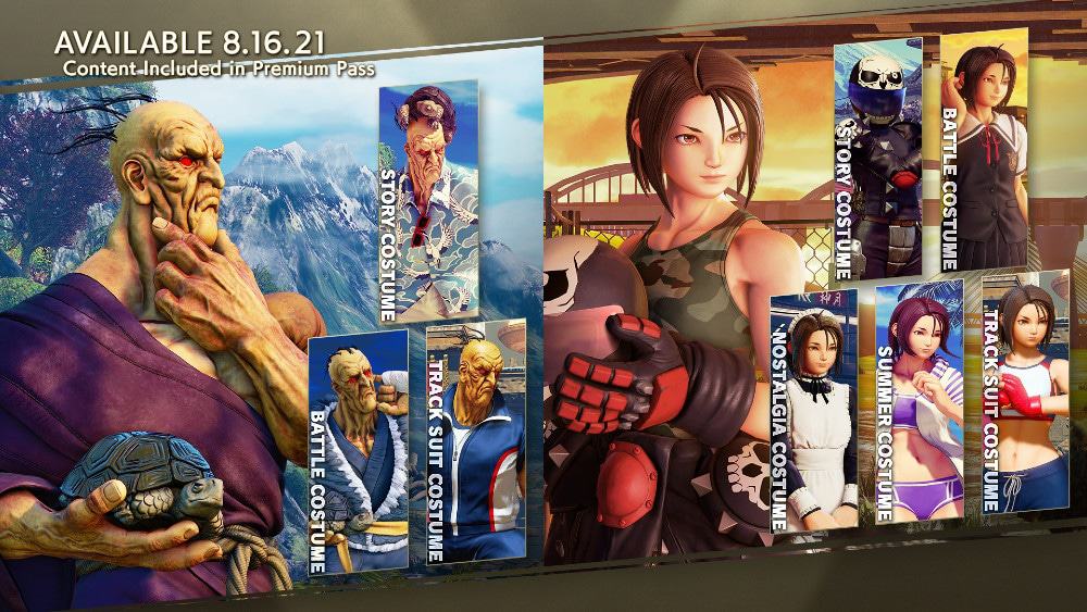 Imagem promocional mostra os dois personagens novos do passe de temporada de Street Fighter V. À esquerda vemos Akira e, à direita, Oro.