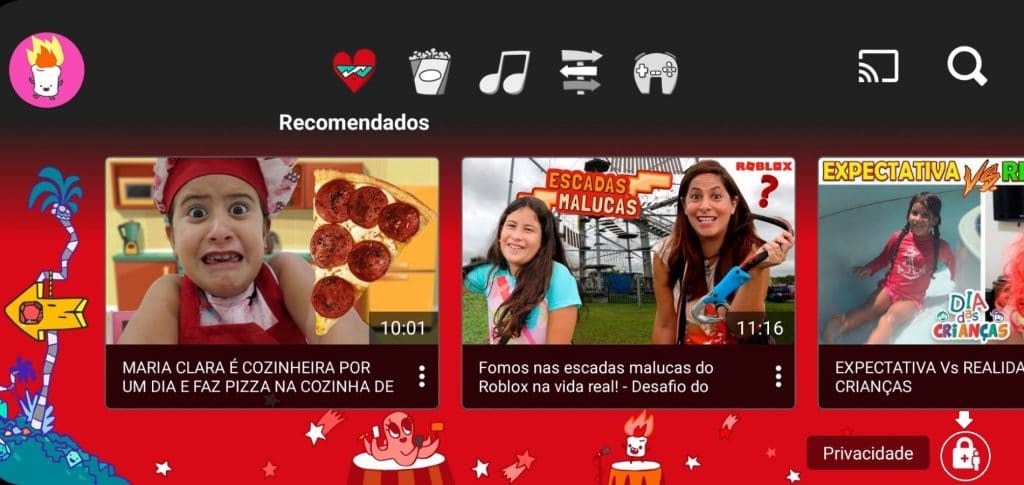 Como acessar as configurações no aplicativo YouTube Kids