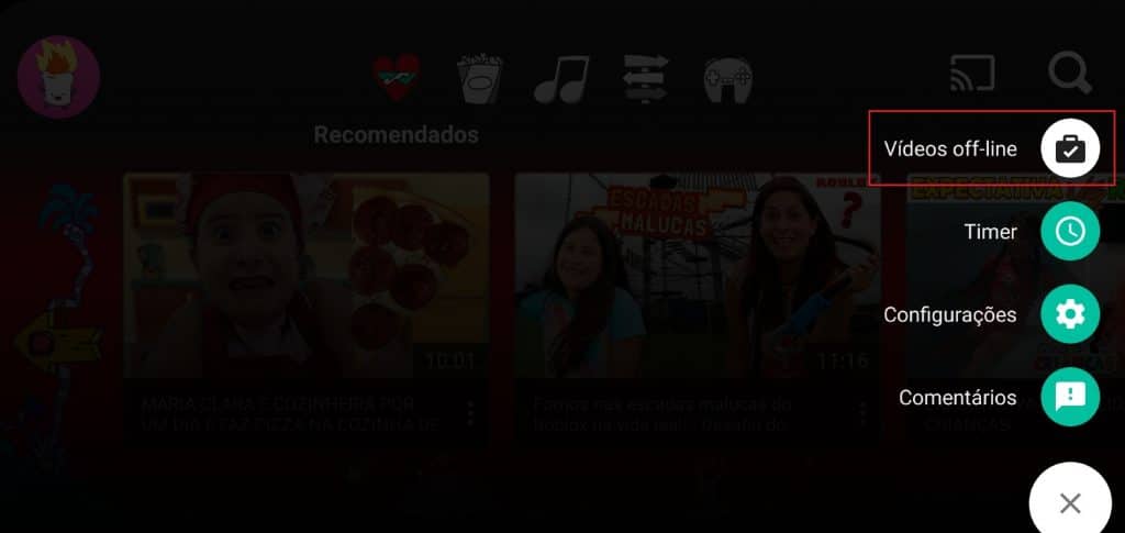 Como ativar manualmente os vídeos off-line baixados no YouTube Kids