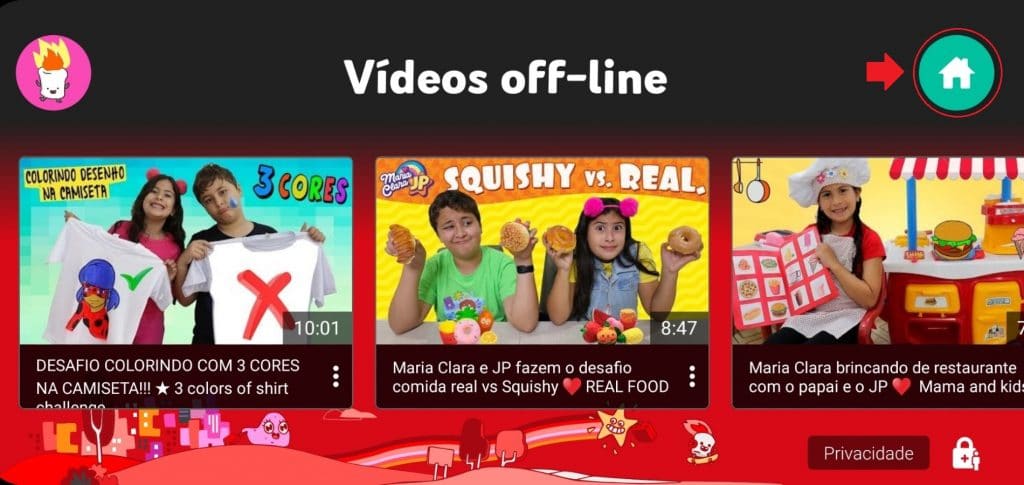 Como desativar manualmente os vídeos off-line baixados no YouTube Kids