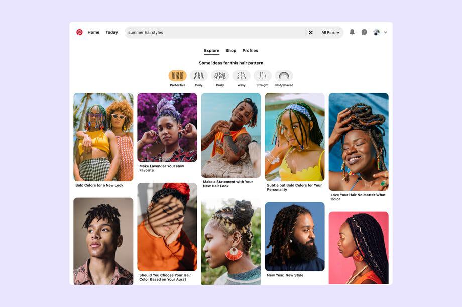 Pinterest permite encontrar fotos de acordo com o tipo de cabelo