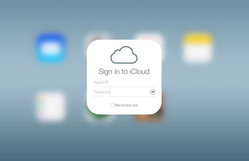 Tela inicial do iCloud