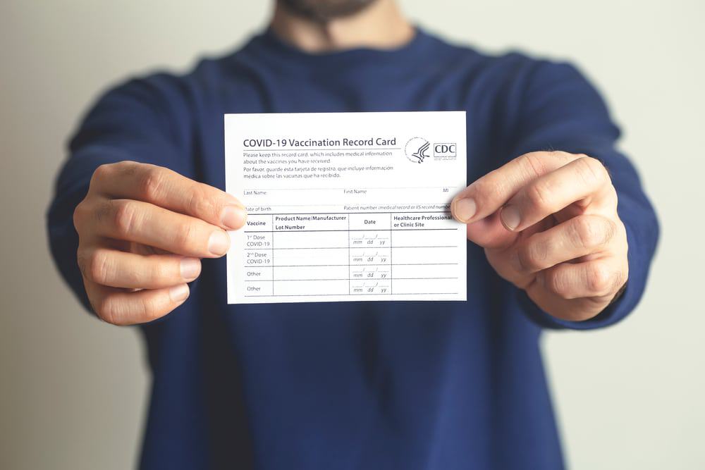 Cartão de registro de vacinação contra Covid-19
