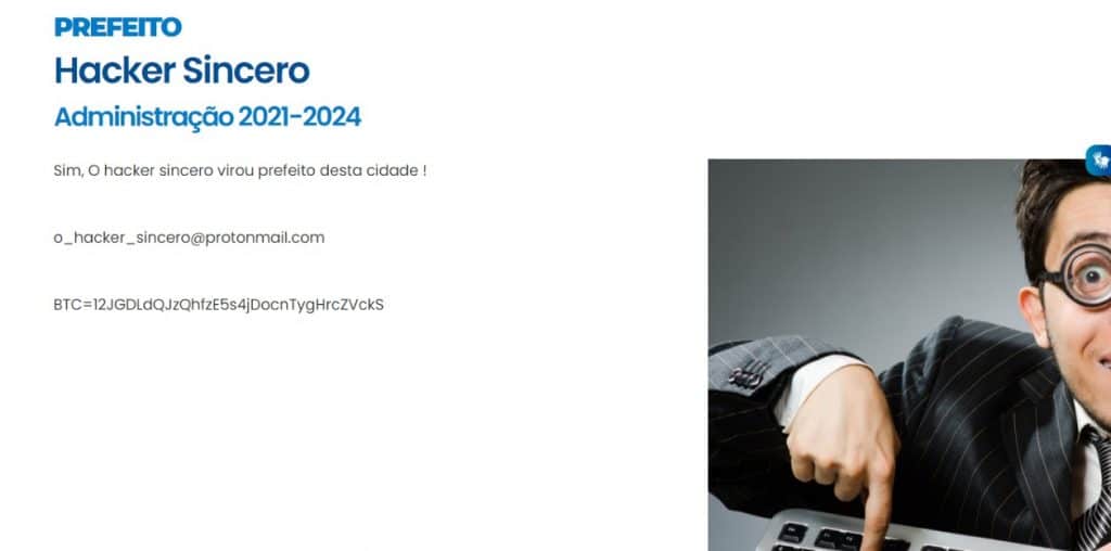 Imagem mostra o "hacker sincero" como prefeito de Fama/G