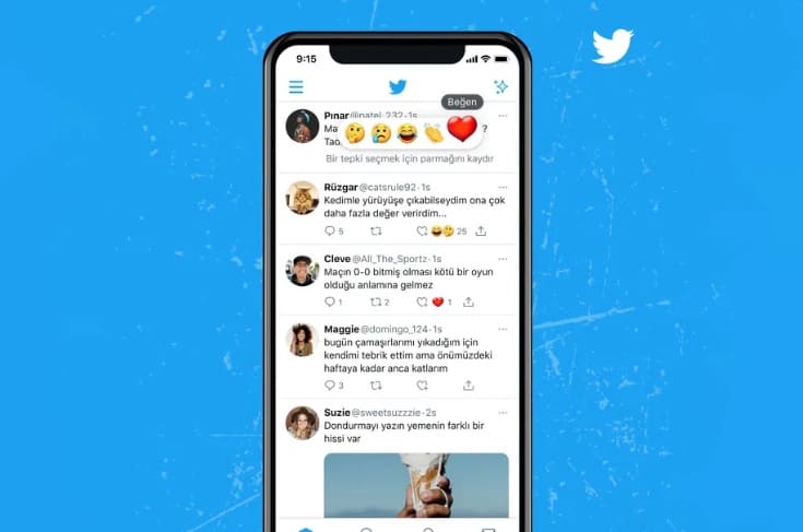 Twitter inicia testes com quatro novas reações na rede social. Imagem: Reprodução Twitter