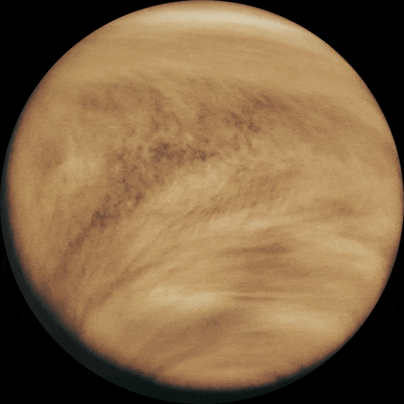 Vênus coberto por nuvens de ácido sulfúrico e sua superfície mapeada por radar