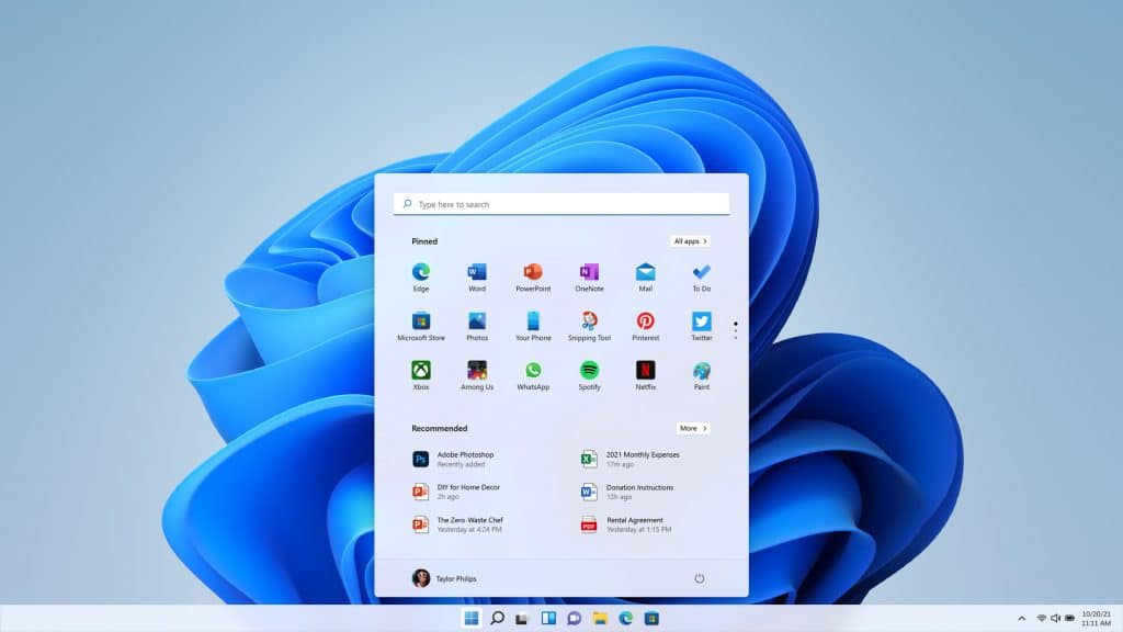 Tela do Windows 11