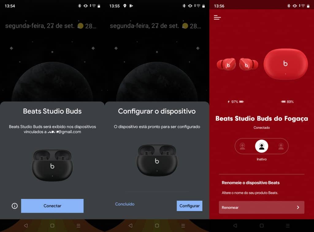 Beats Studio Buds e seu app no Android (Imagem: reprodução)