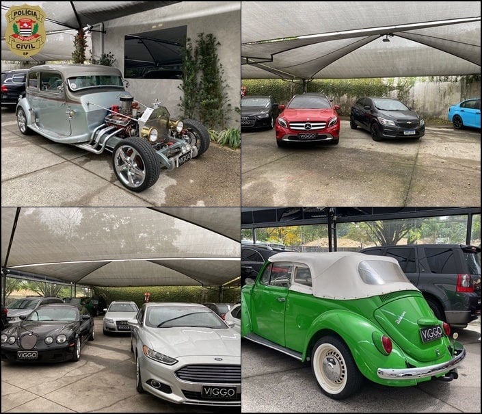 Carros apreendidos em revendedora de luxo no Morumbi, em São Paulo, no dia 30 de agosto