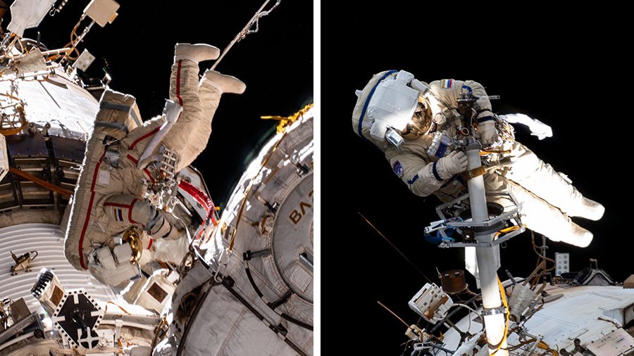 Cosmonautas Oleg Novitskiy e Pyotr Dubrov da Roscosmos começaram a integração do módulo Nauka com a ISS