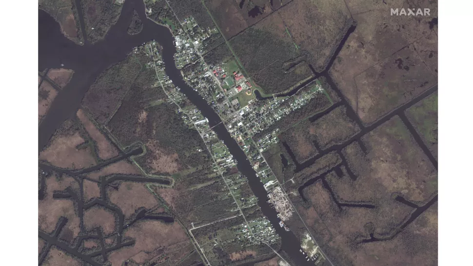 A região de Jean Lafitte, na Lousiana, antes da passagem do Furacão Ida, que pode ser o mais caro da história