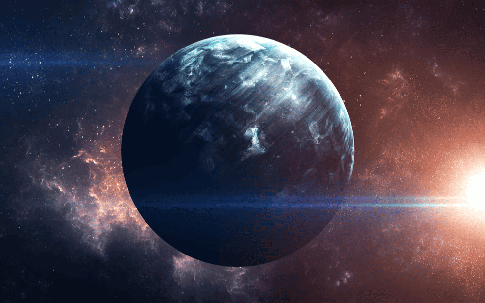 Ilustração do hipotético Planeta Nove, teoricamente presente na região do Cinturão de Kruiper, no nosso sistema solar