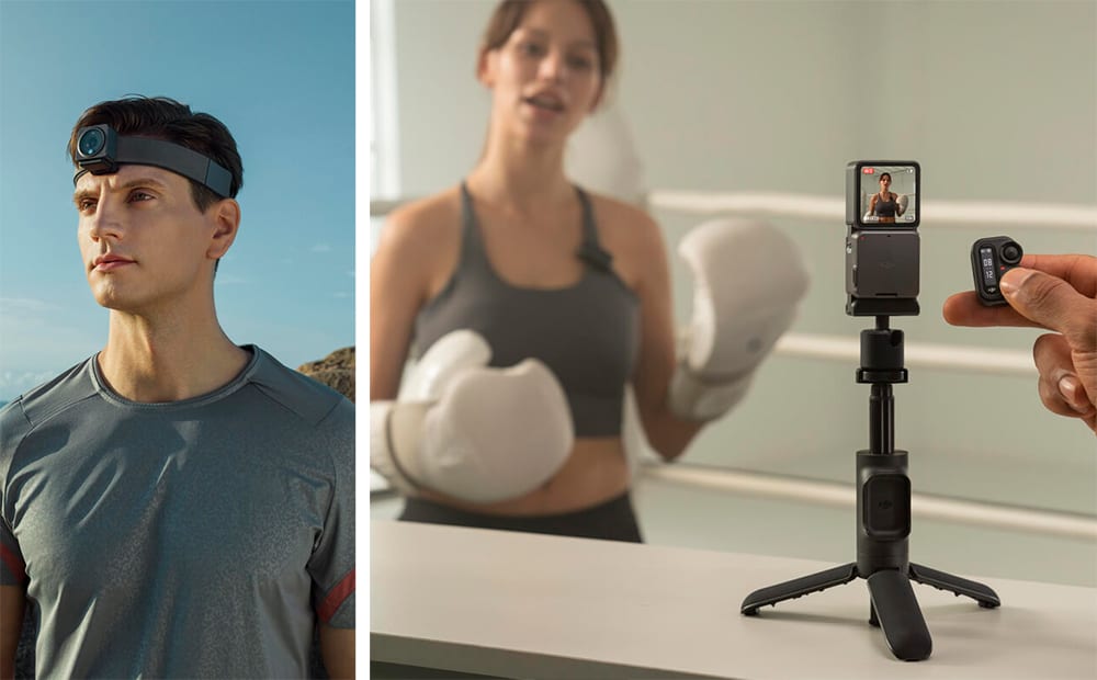 Módulo magnético de cabeça e tripé/pau de selfie com controle remoto do DJI Action 2