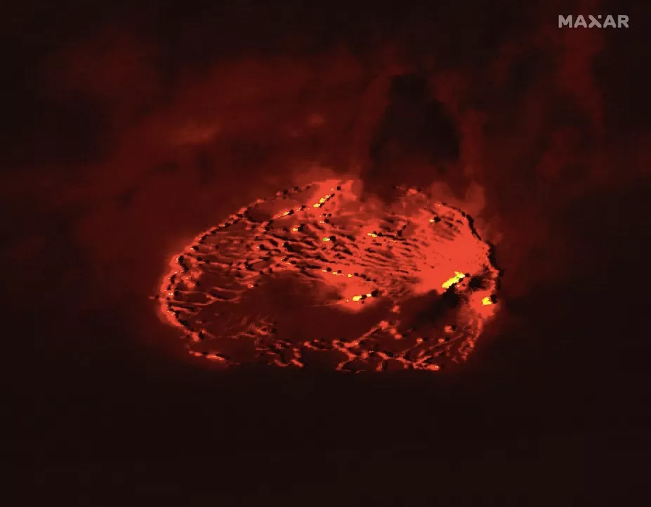 Imagem mostra erupção do vulcão Kilauea, no Havaí, capturada por satélites da Maxar Technologies