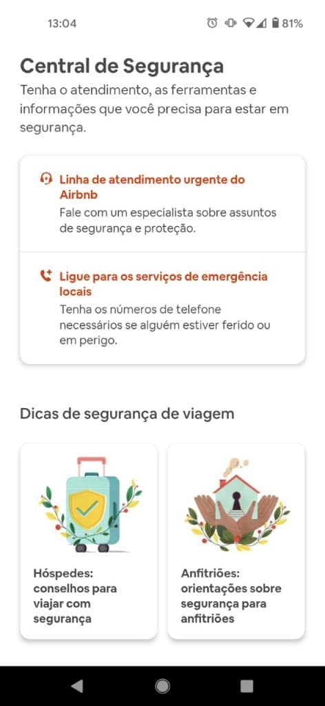 Linha de atendimento urgente Airbnb