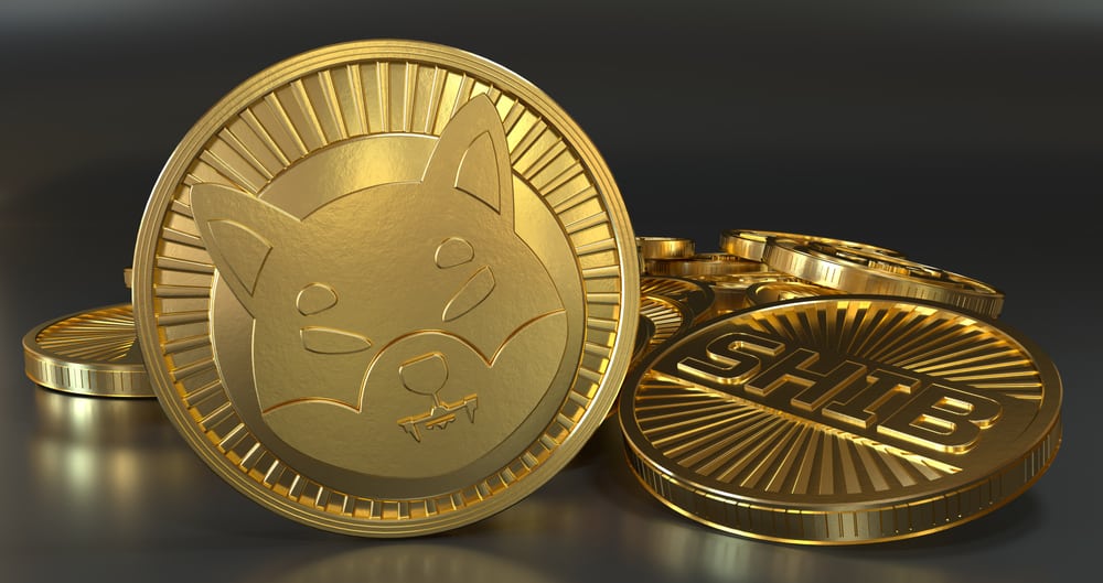 Ilustração em 3D do token Shiba Inu