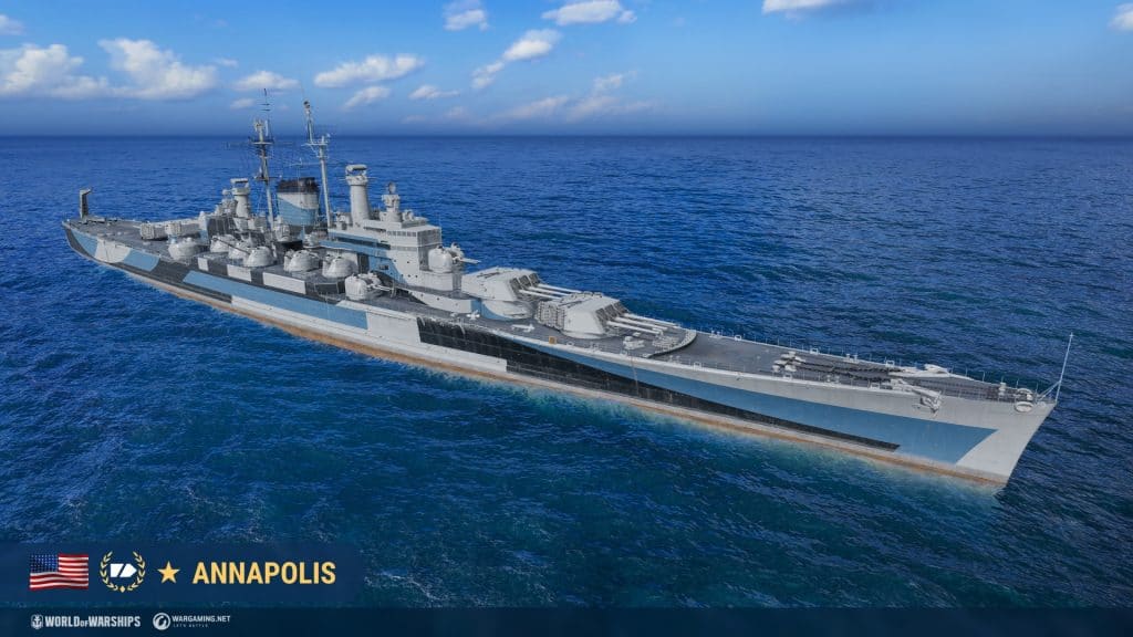 O cruzador Annapolis, da Marinha norte-americana, é um dos novos Supernavios de 'World of Warships'. Imagem: Wargaming/Divulgação 