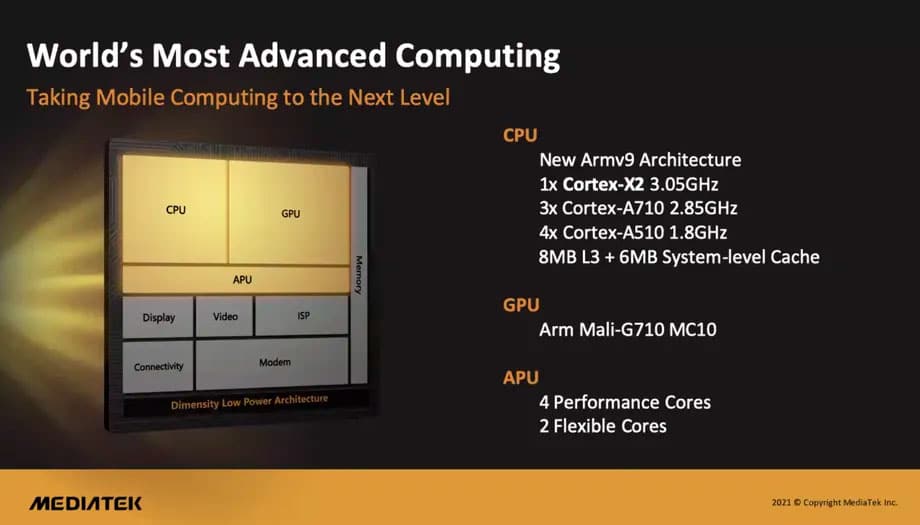 Mediatek apresenta chip Dimensity 9000 com tecnologia de 4nm. Imagem: MediaTek/Divulgação