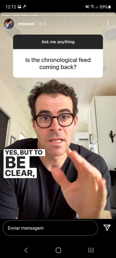 Adam Mosseri, chefe do Instagram