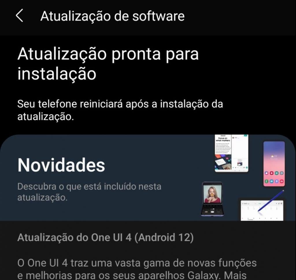 Atualização do Android 12 para o Galaxy Z Flip 3 (Imagem: reprodução)