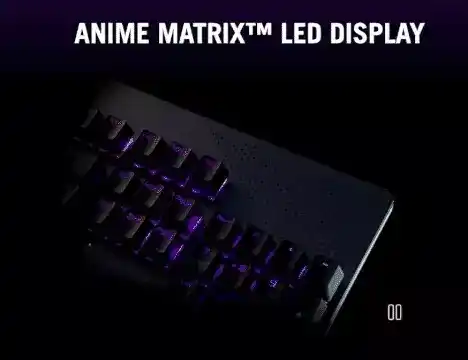 GIF mostrando o display animado do teclado ROG Strix Flare Animate