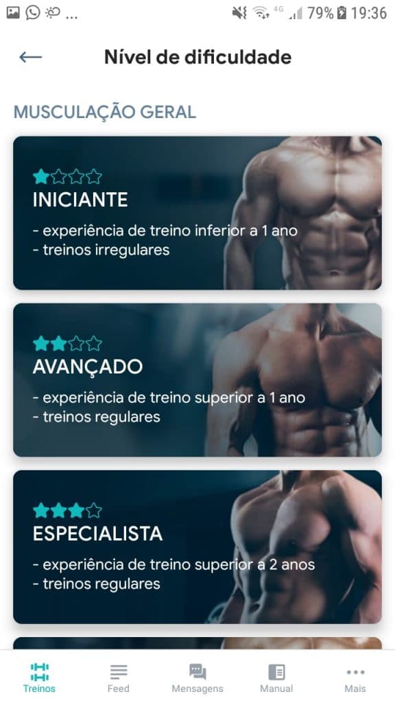 aplicativo de treinos