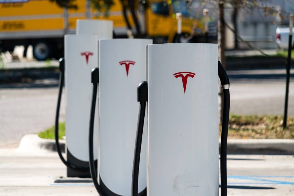 Posto de supercarregamento da Tesla em Austin, no Texas