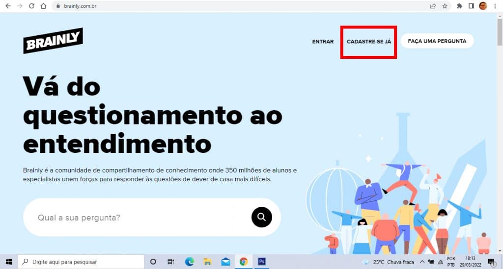 Tutorial de como baixar o Brainly - Passo 2
