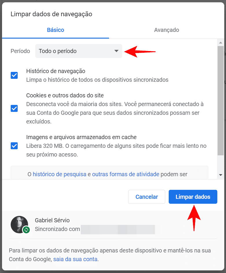Como excluir o histórico no Google Chrome