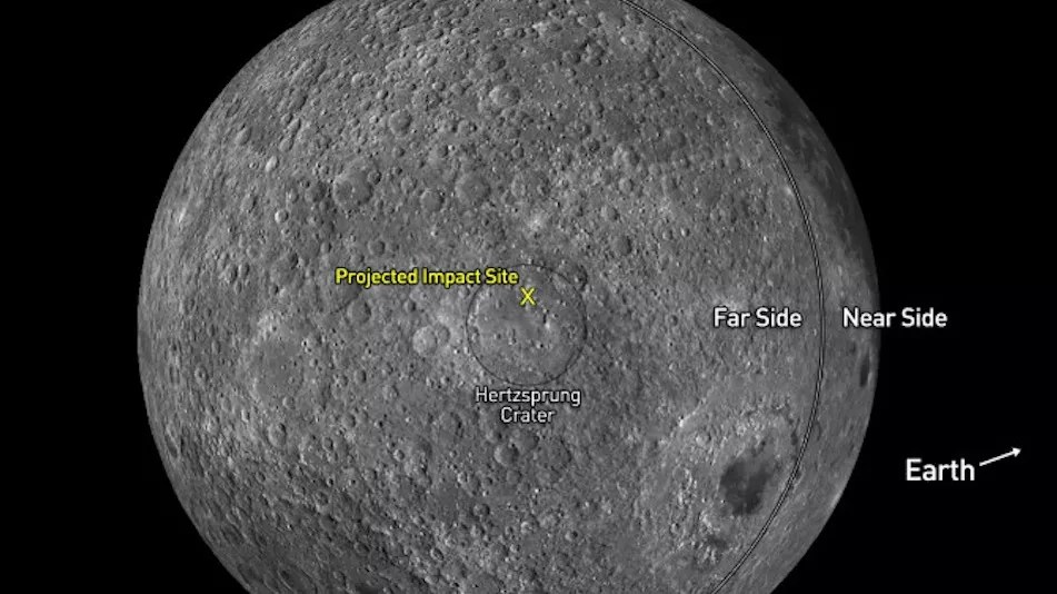 Foguete chinês que atingirá a Lua deve ter seu ponto de impacto em algum lugar dentro da cratera Hertzsprung, no lado escuro do nosso satélite