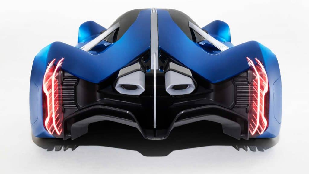 Detalhe da parte traseira do supercarro a hidrogênio