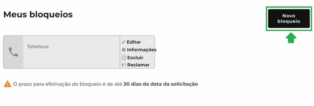 Bloquear ligações - Passo 2