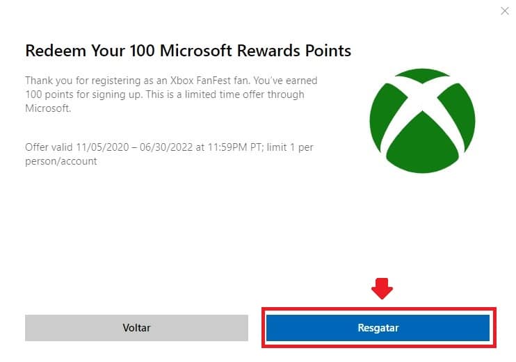 Como resgatar códigos para sua conta Microsoft Rewards - Passo 4