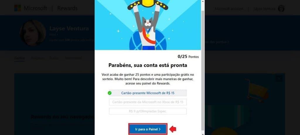 Como fazer login no Microsoft Rewards - Passo 3