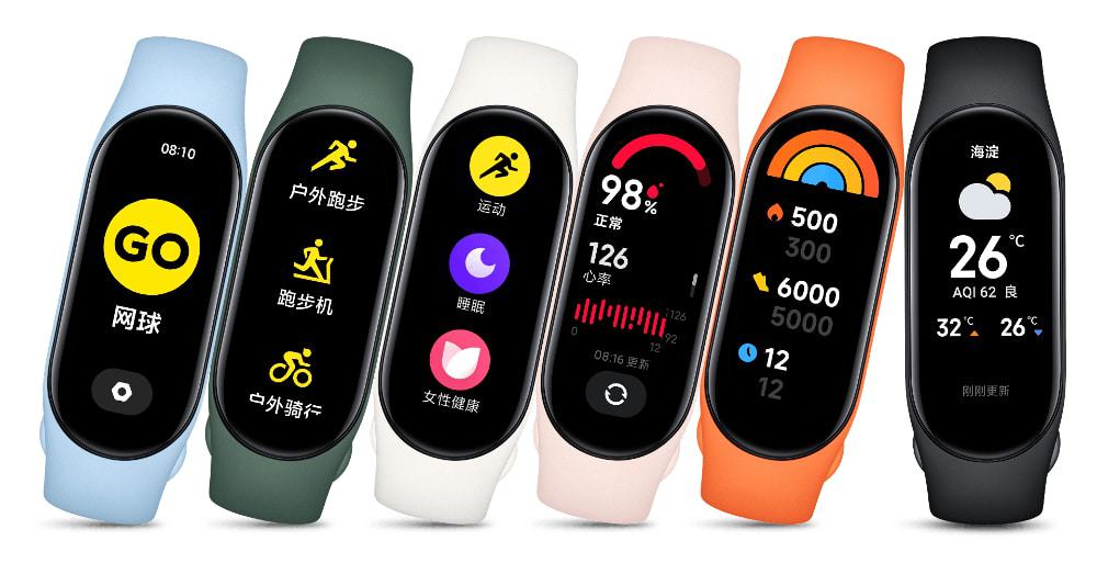 Cores da Mi Band 7